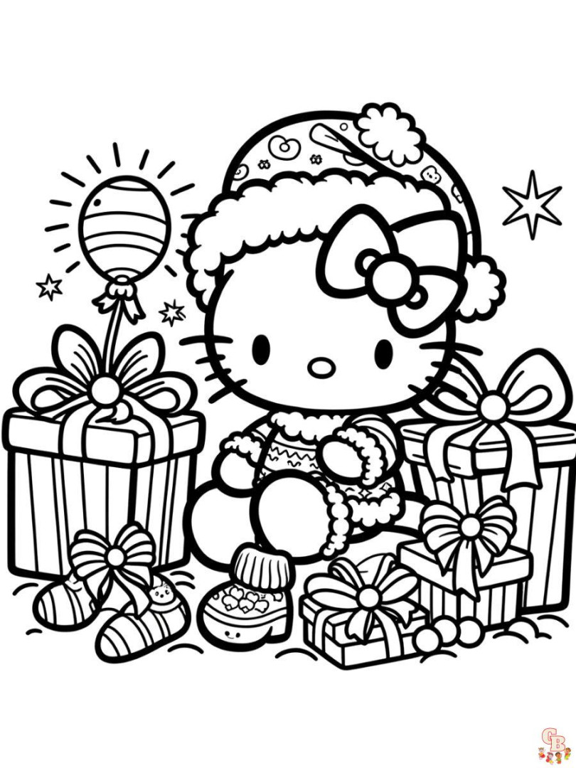 Adorable Christmas Hello Kitty Ausmalbilder mit GBcoloring