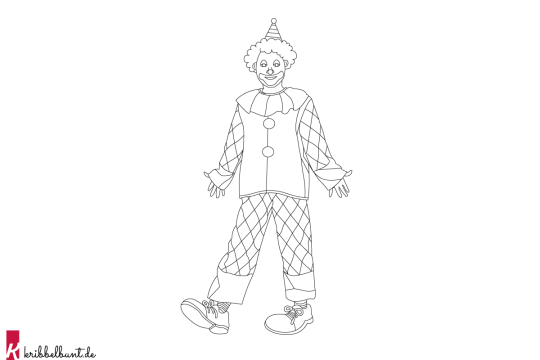 Clown Ausmalbild - Clown zum Ausmalen » PDF  Kribbelbunt