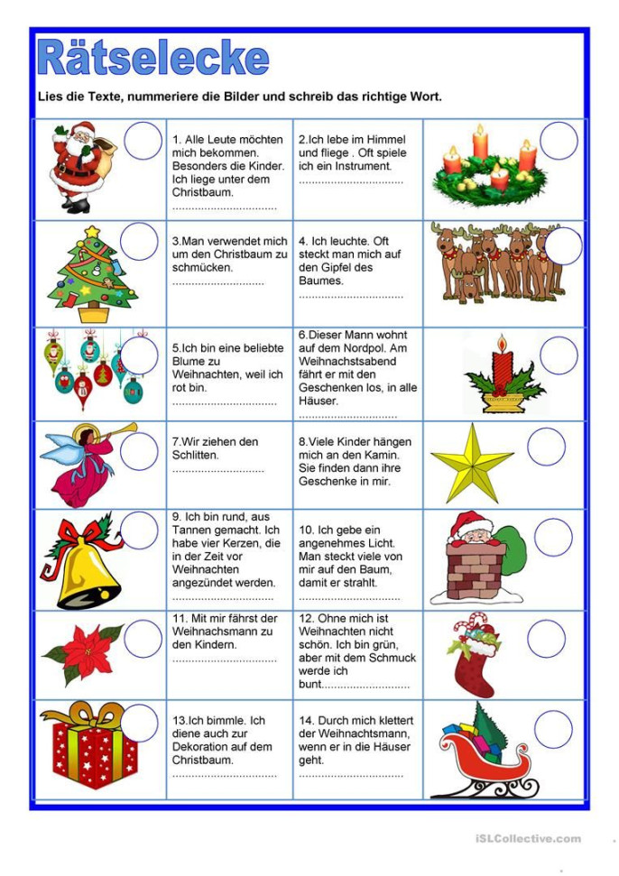 Rätselecke - Weihnachten  Weihnachtsrätsel für kinder