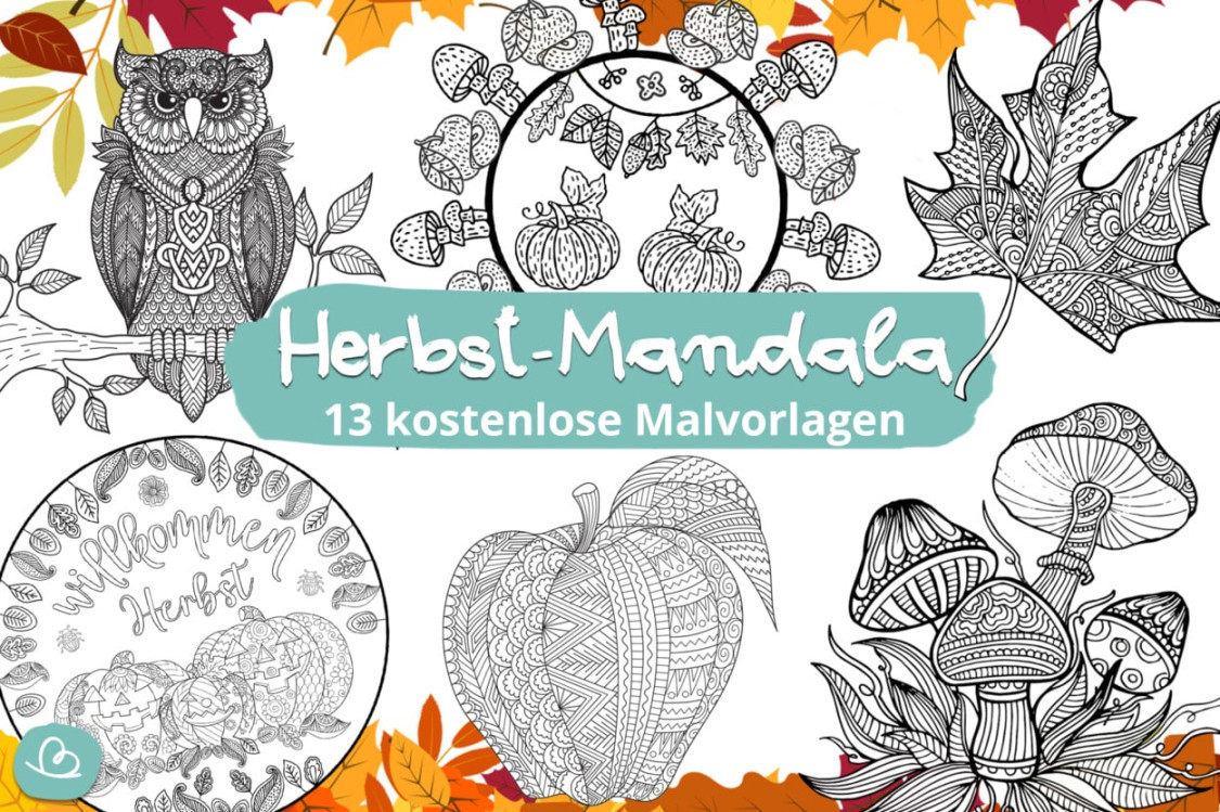 Herbst Mandala:  Malvorlagen zum Ausdrucken - Wunderbunt