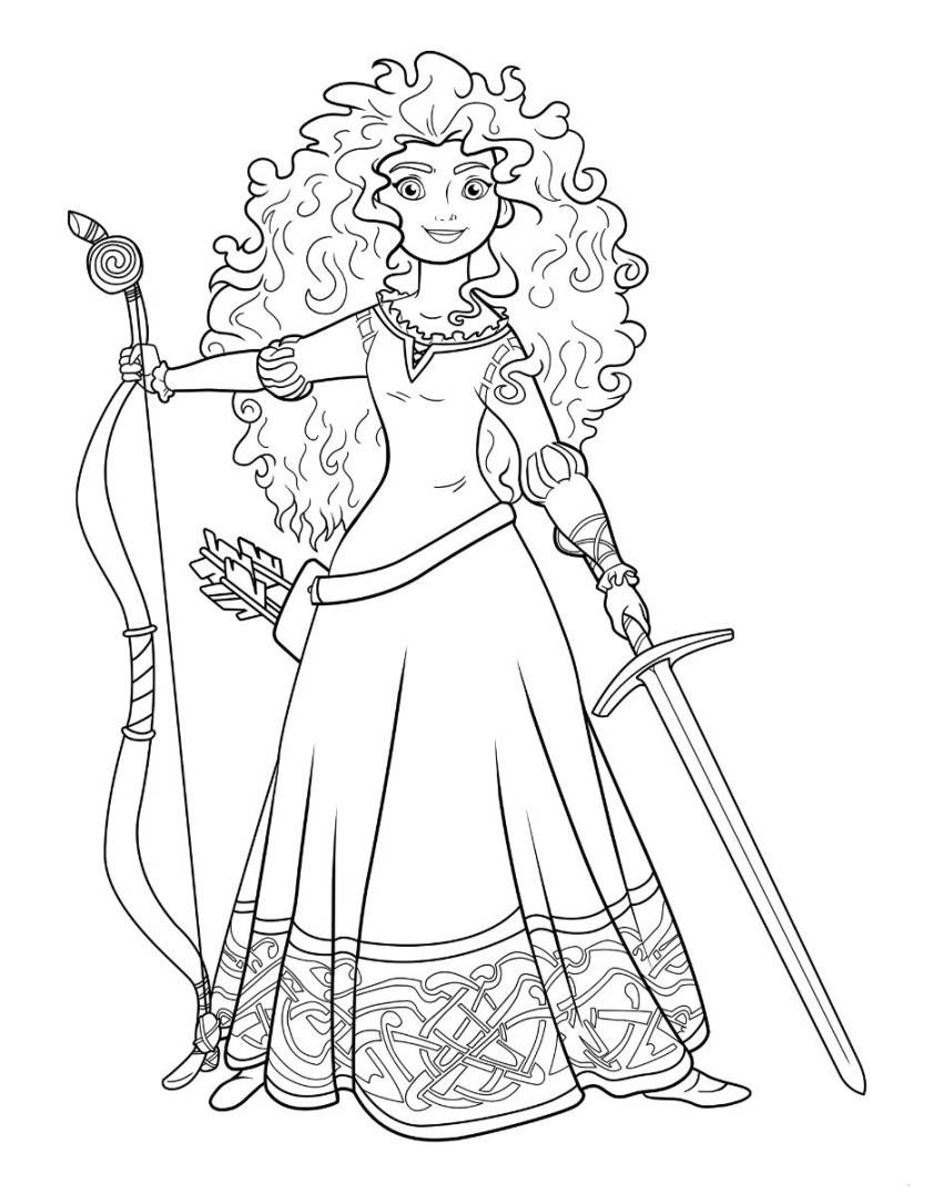 Merida Coloring Book Page  Disney princess coloring pages