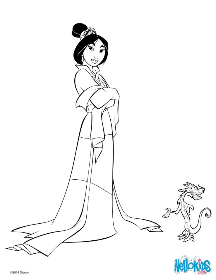 Mulan und mushu zum ausmalen - de.hellokids