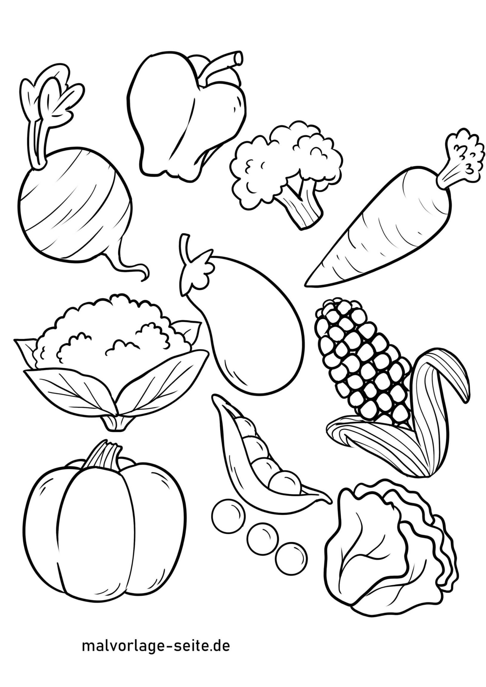 Malvorlagen Für Obst Und Gemüse  Vegetable coloring pages, Fruit