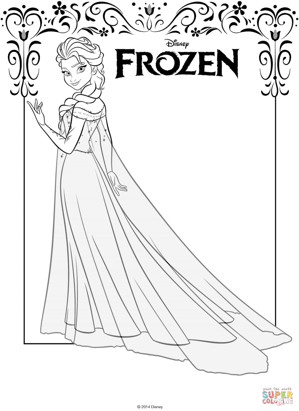 Ausmalbild: Elsa aus Frozen  Ausmalbilder kostenlos zum ausdrucken