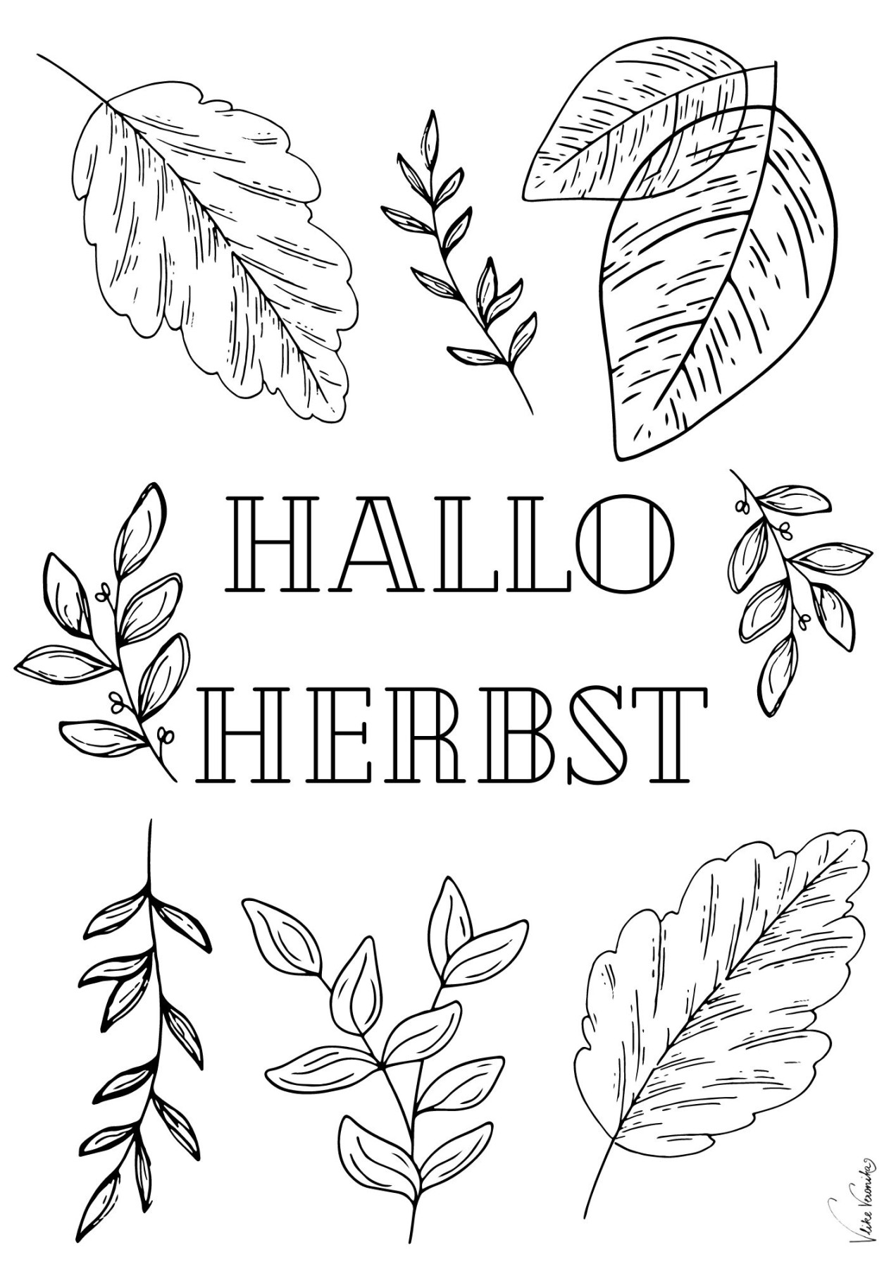 Ausmalbilder: Herbstblätter - VLIKEVERONIKA  DIY