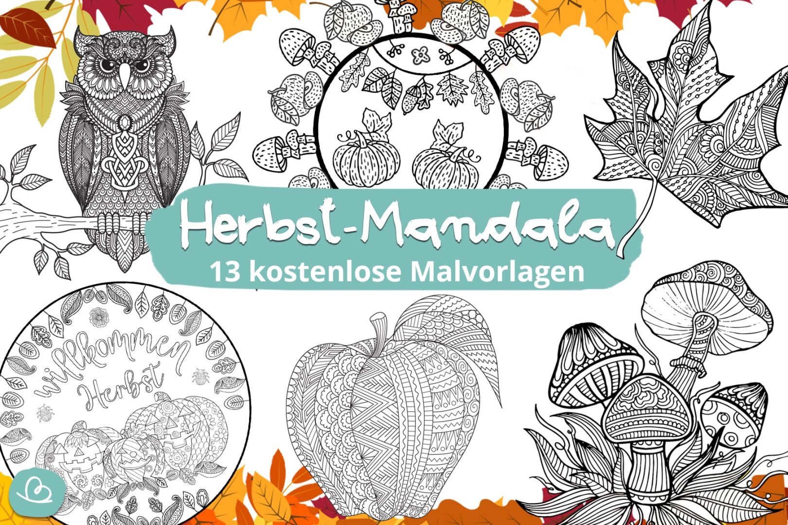 Herbst Mandala:  Malvorlagen zum Ausdrucken - Wunderbunt