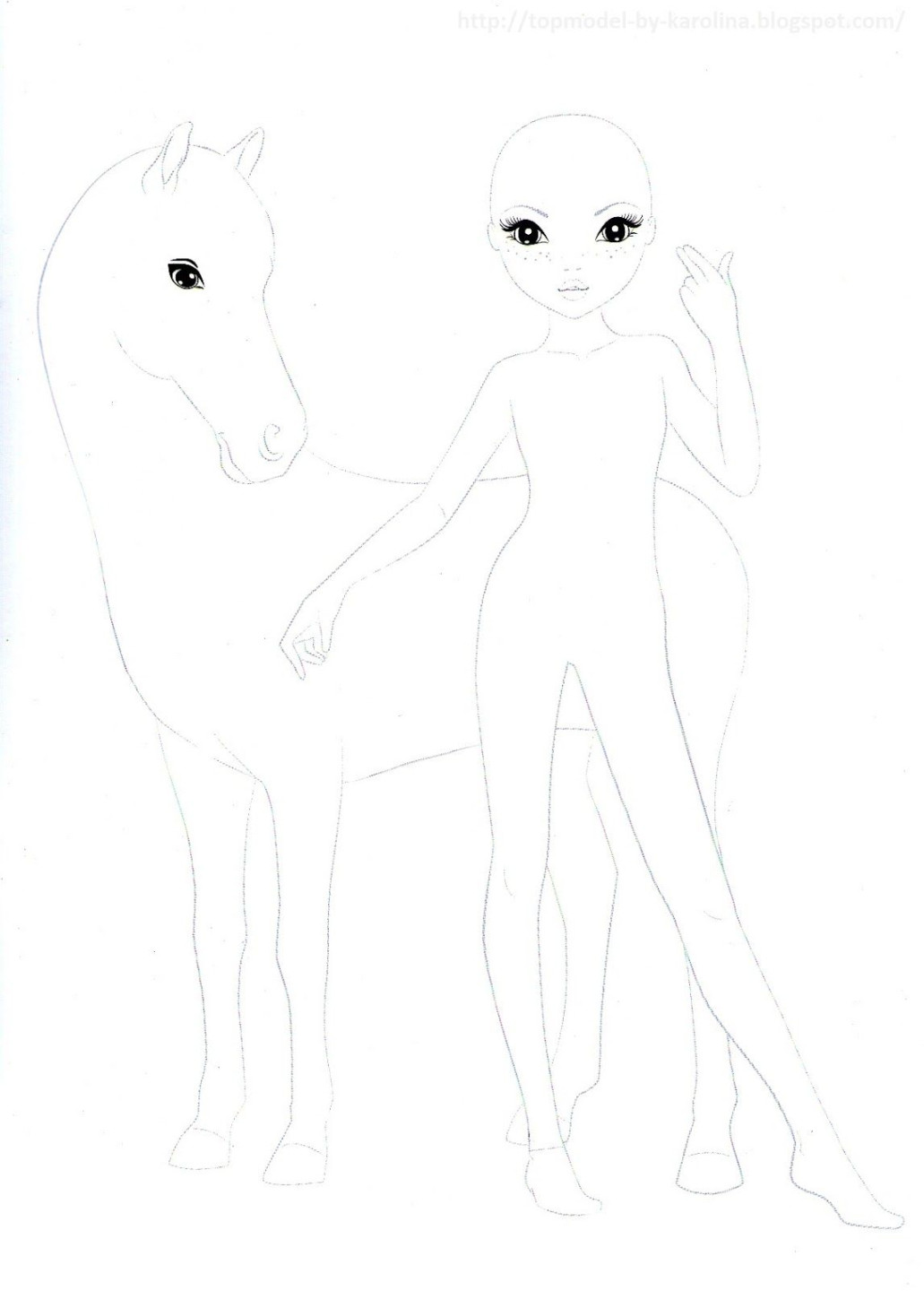 Coloring Page - Person Holding Horse