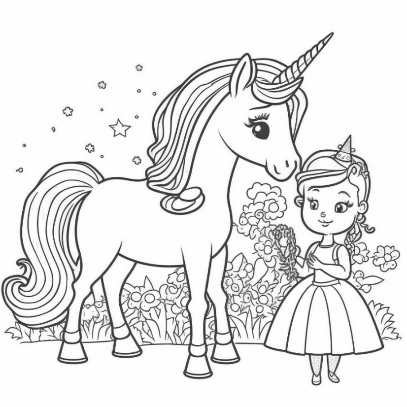 Ausmalbild Einhorn Prinzessin - Einhorn Ausmalbilder und