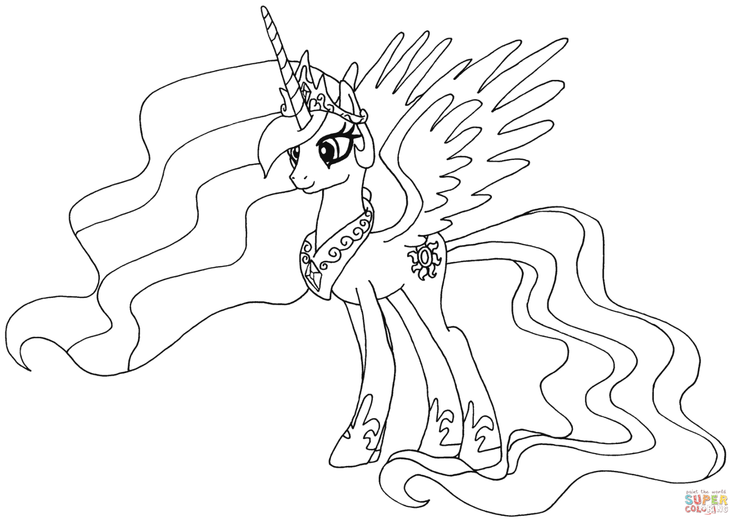 Ausmalbild: Prinzessin Celestia  Ausmalbilder kostenlos zum