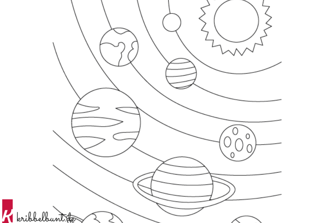 Ausmalbild Weltall » Planeten zum Ausmalen  Kribbelbunt