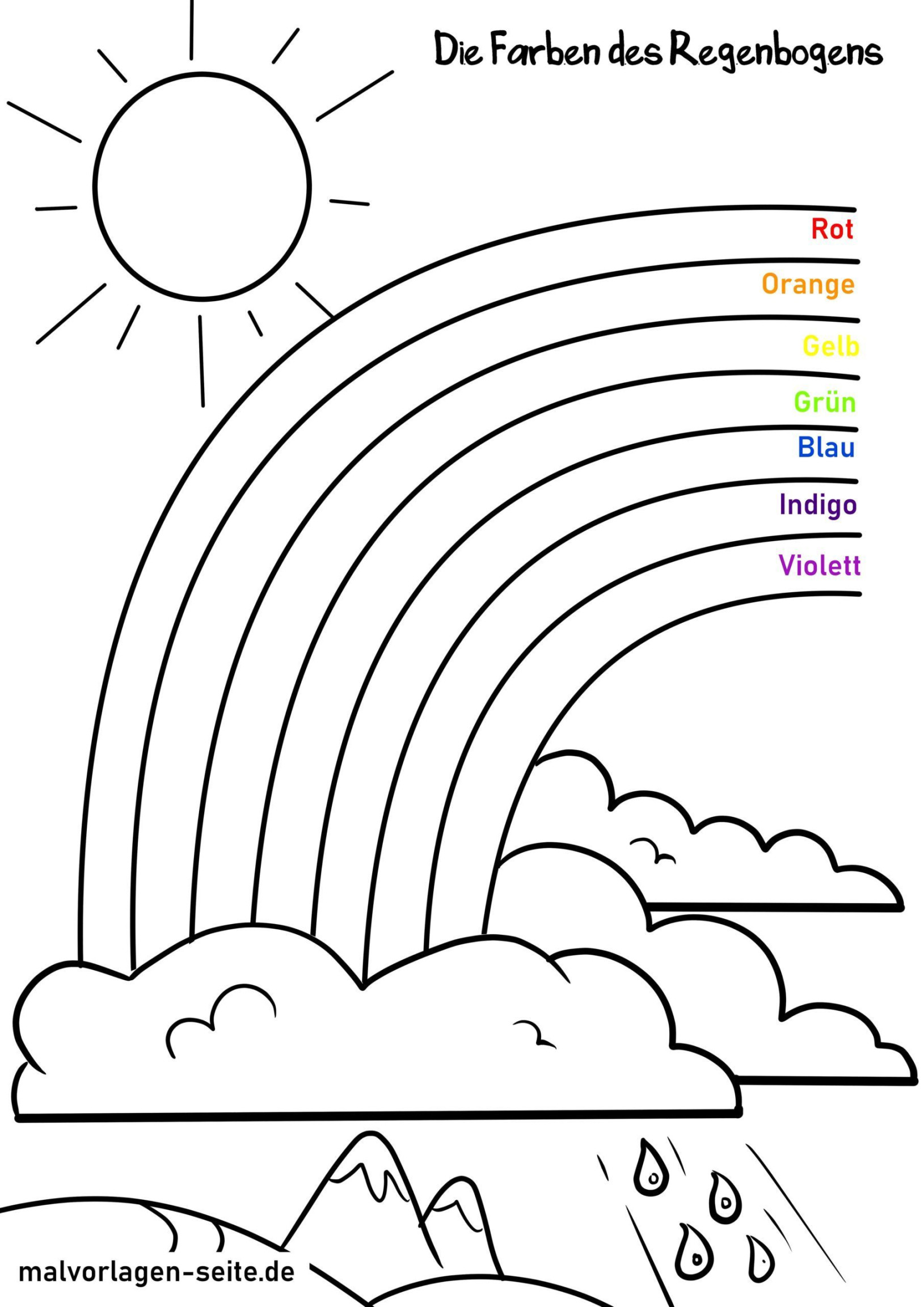 Farben vom Regenbogen  Ausmalbild kostenlos herunterladen