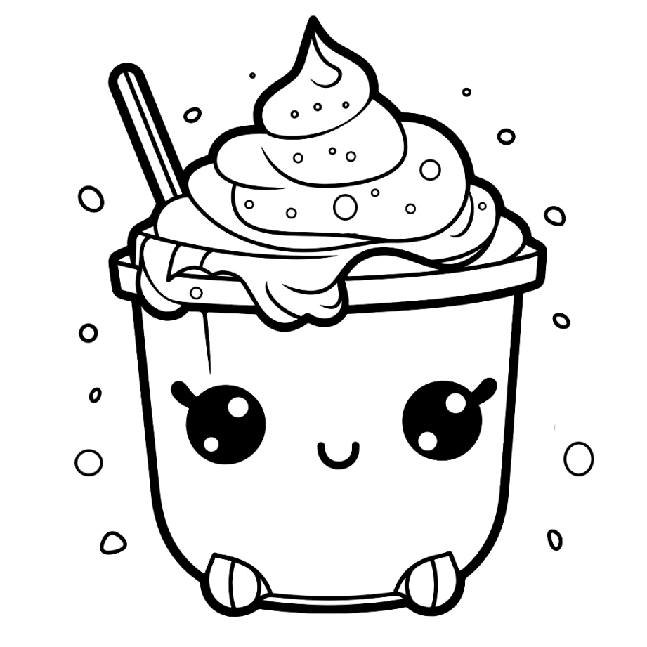 Kawaii Milchshake" Ausmalbild - kostenlos herunterladen