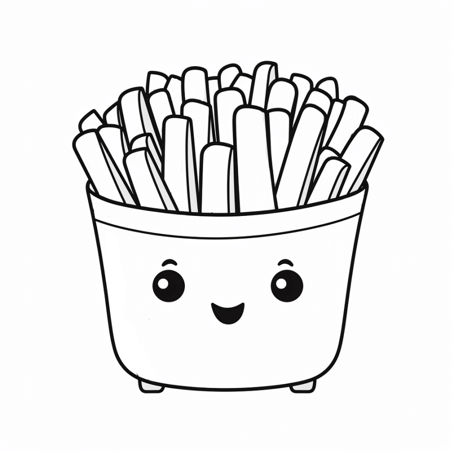 Kawaii Pommes Frites"- Free coloring pictures