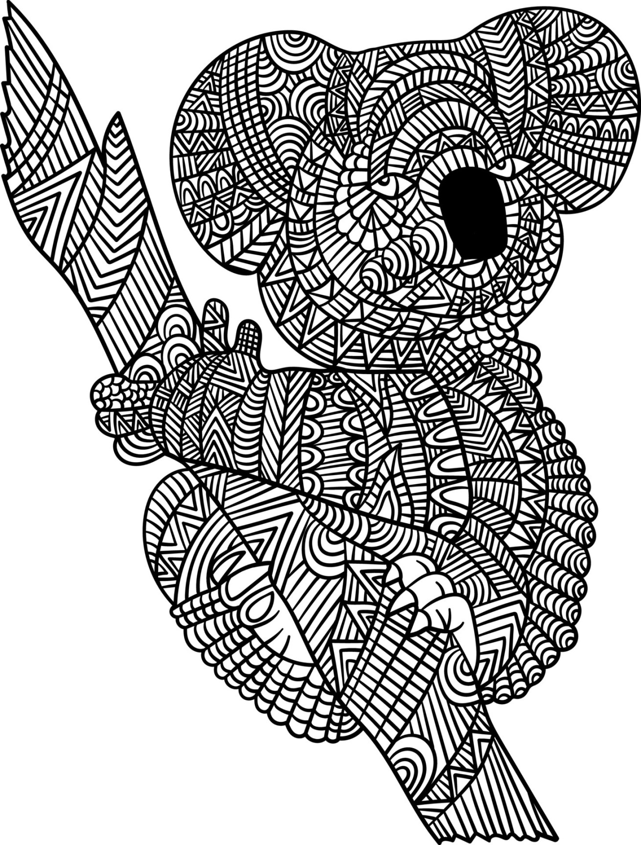 Koala-Mandala zum Ausmalen für Erwachsene  Vektor Kunst bei