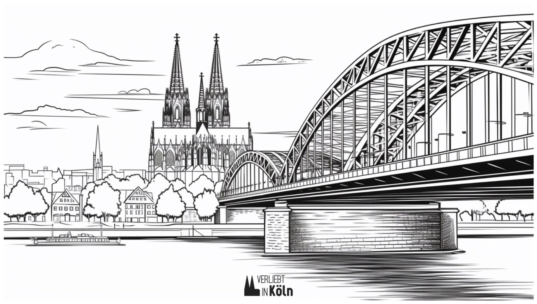 Malvorlagen mit dem Kölner Dom zum kostenlosen Download