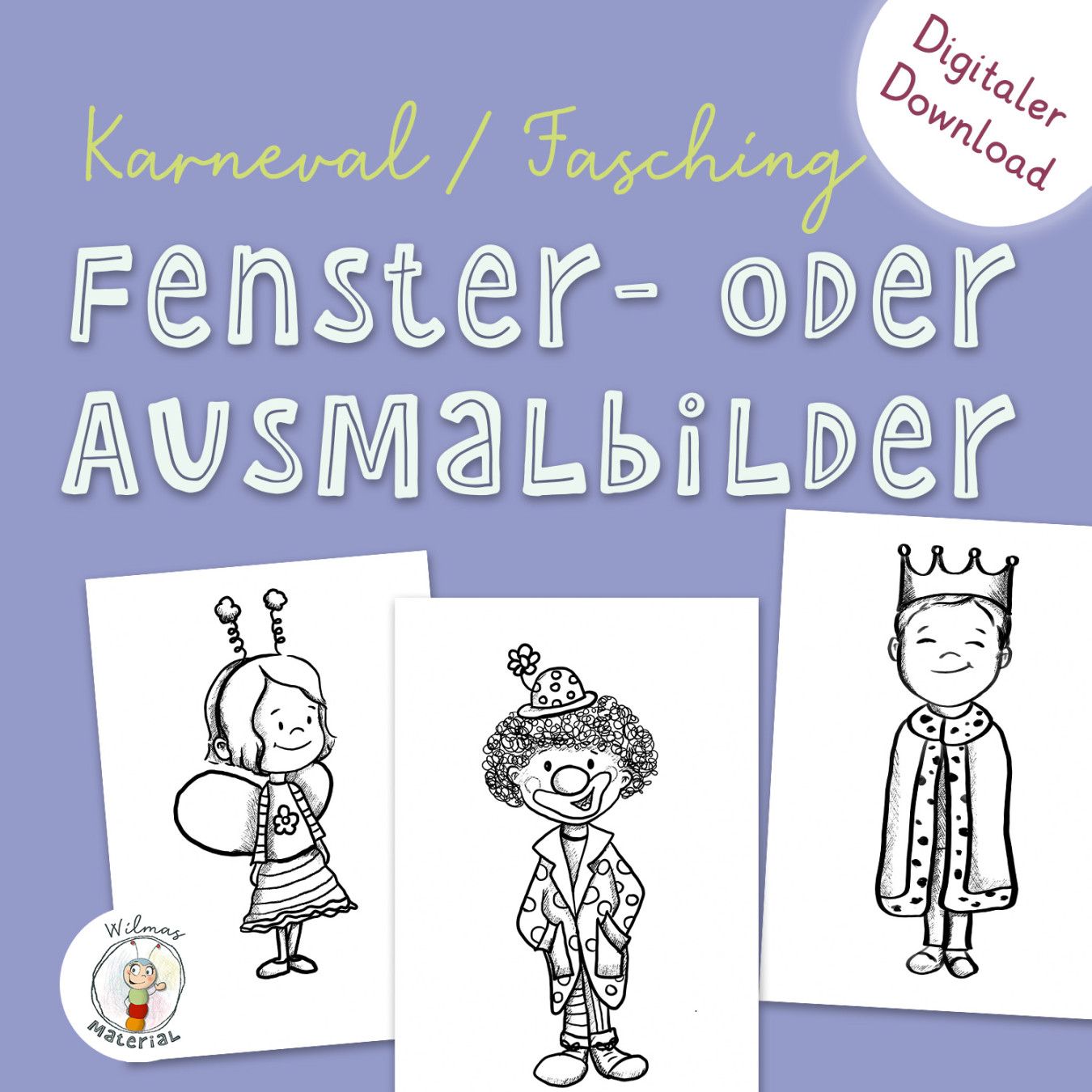 PDF Fensterbilder Ausmalbilder Malvorlagen Karneval Fasching für