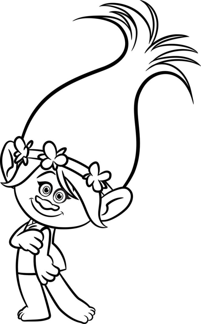 Princess Poppy Trolls Coloring Page  BubaKids