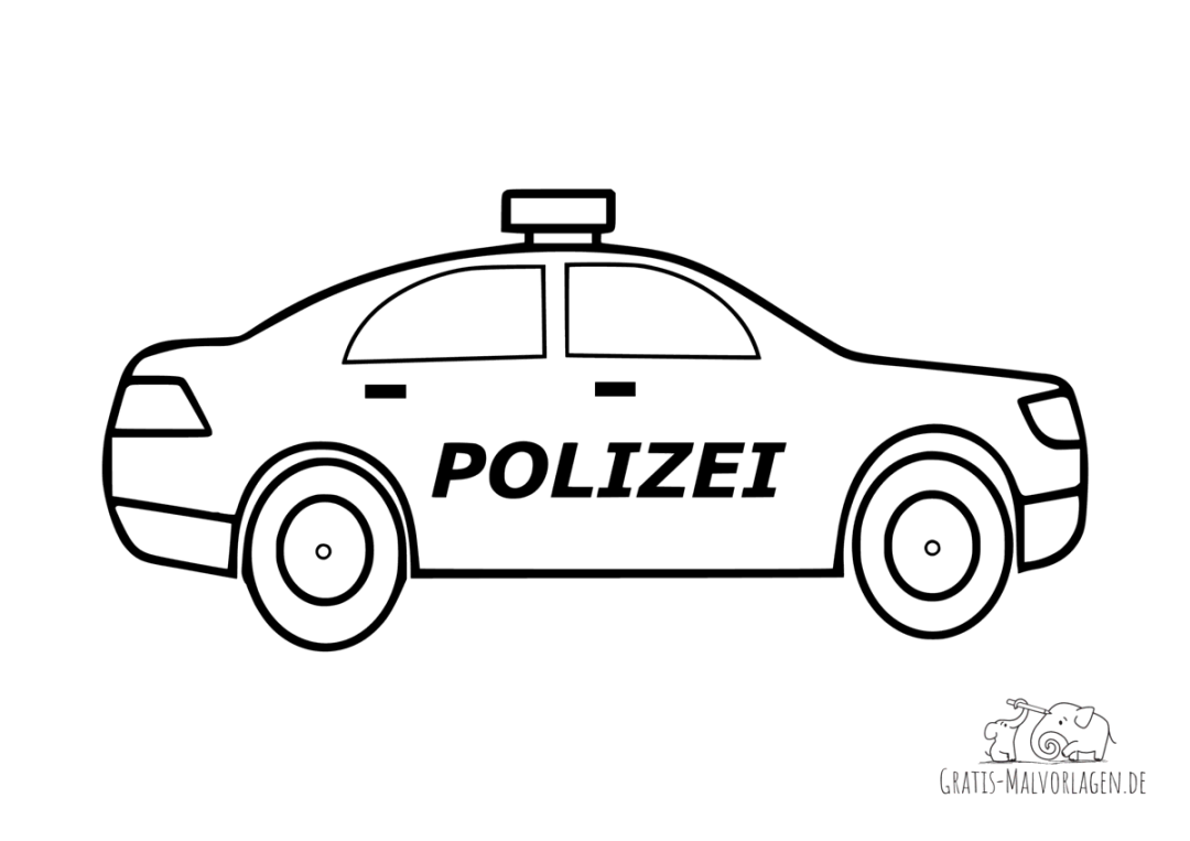 Ausmalbild Polizeiauto - Gratis Malvorlagen