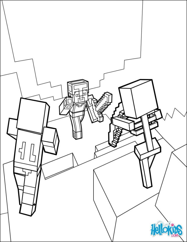 Minecraft coloring page - dangerous dungeon fights coloring pages