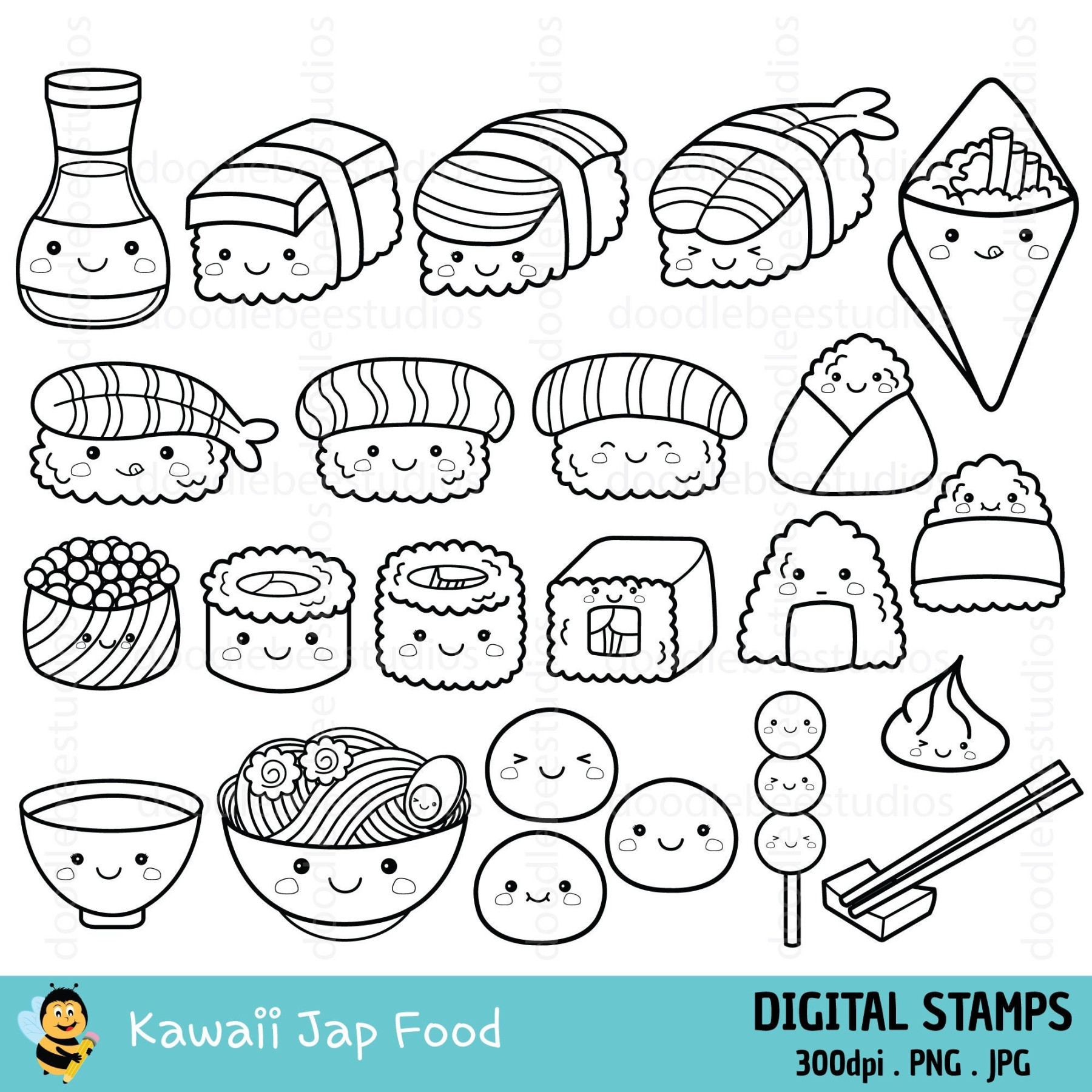 Sushi coloring pages - Etsy