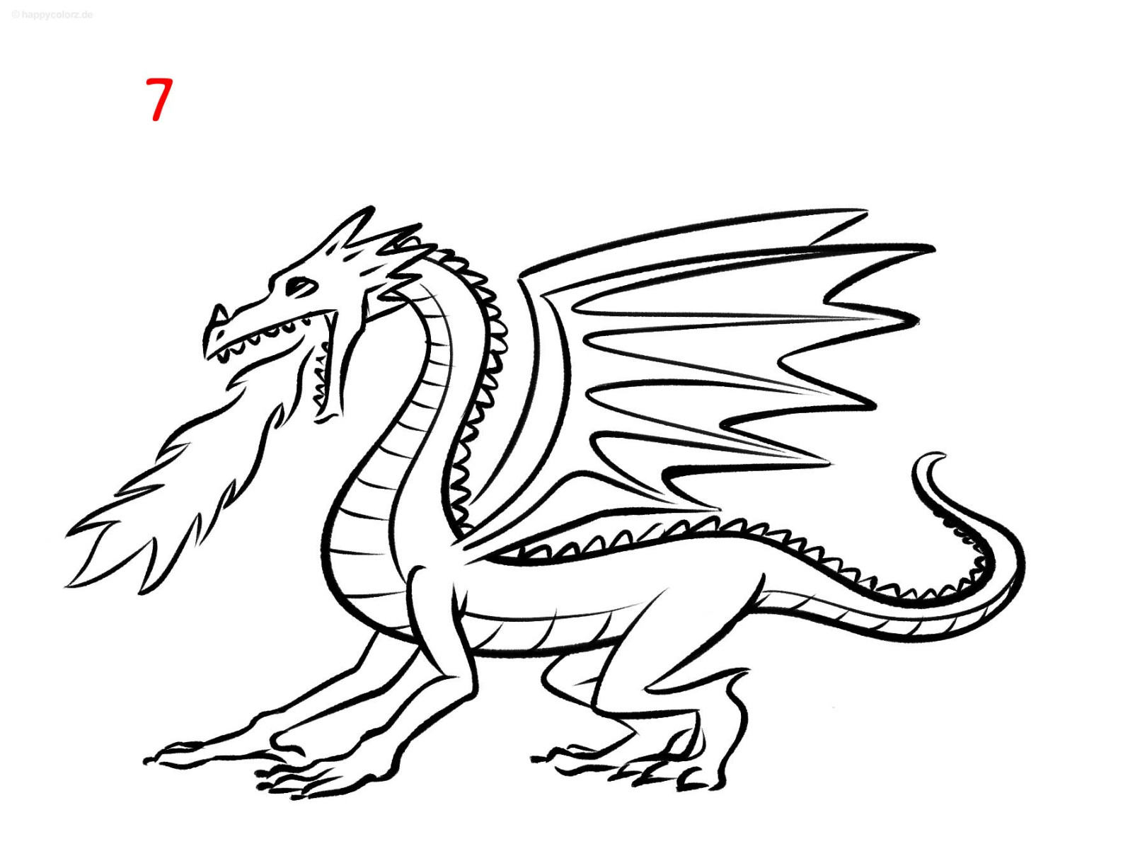 Ausmalbilder Drachen kostenlos » Drache Malvorlage  happycolorz