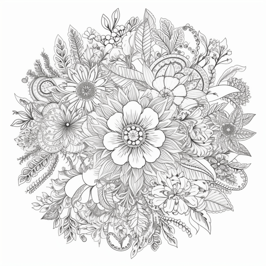 Blumen-Mandala" Ausmalbild - kostenlos herunterladen