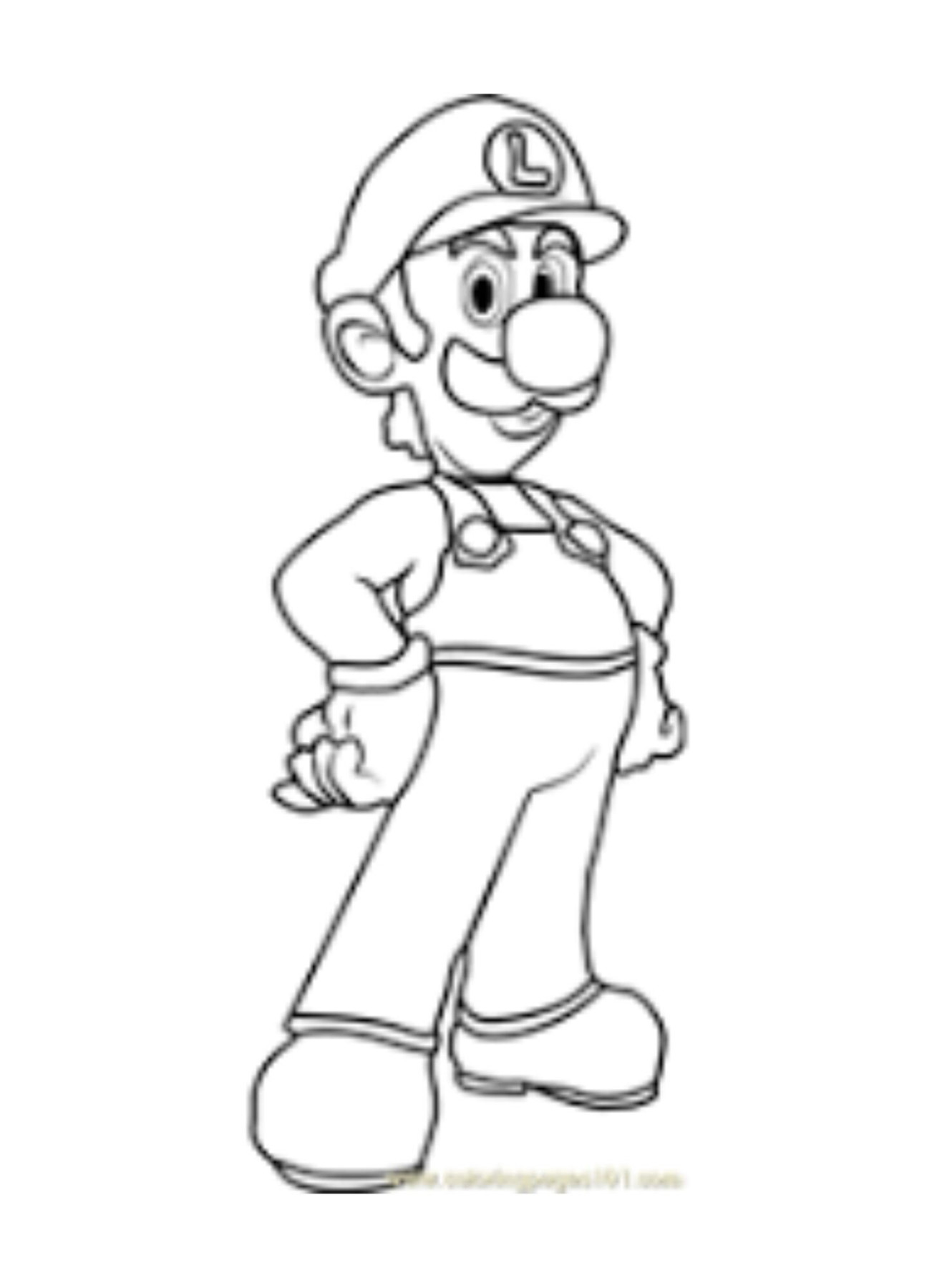 Luigi Digital Download Ausmalbild Super Mario Bros.