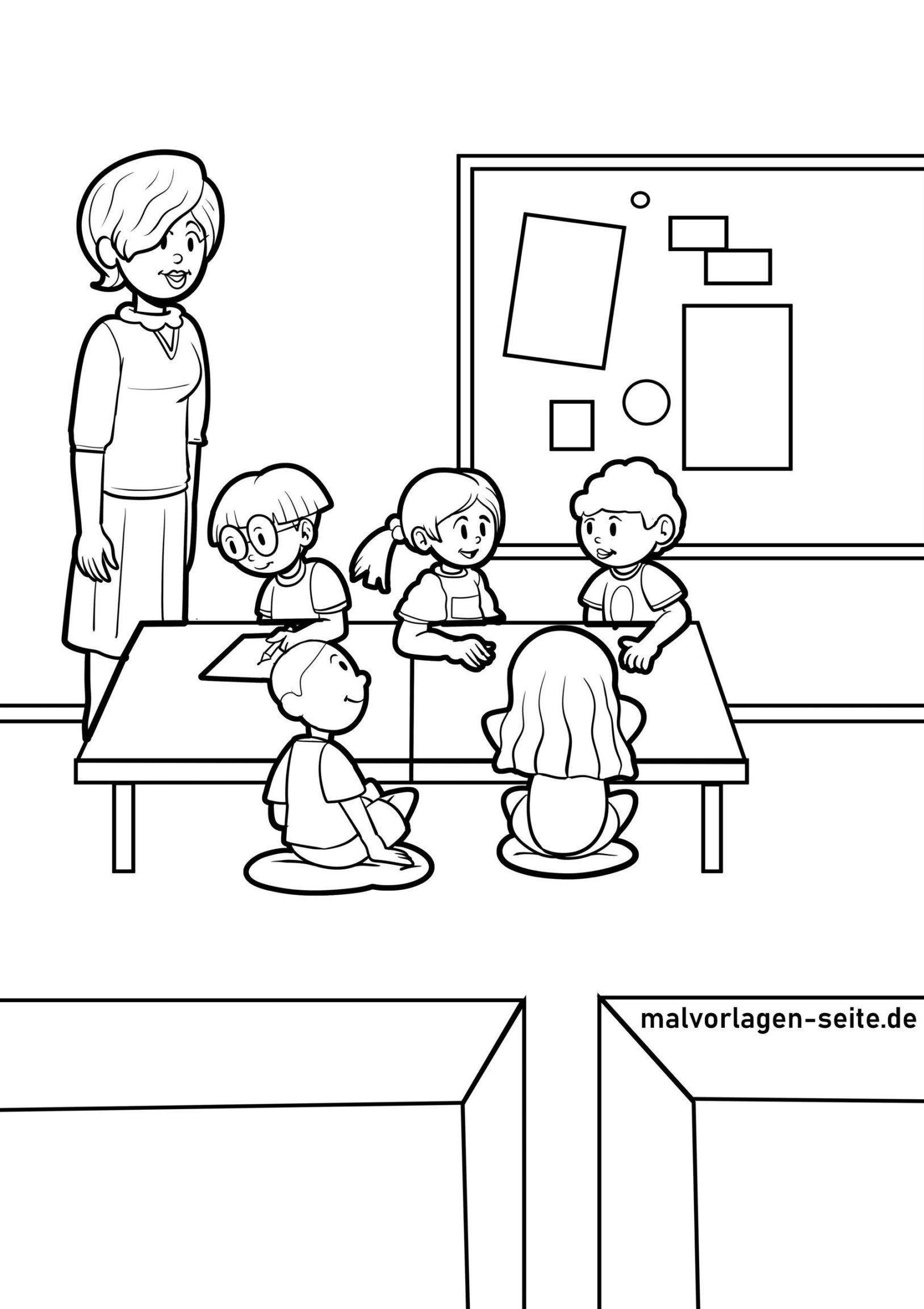 Malvorlage Kindergarten  Ausmalbild kostenlos herunterladen