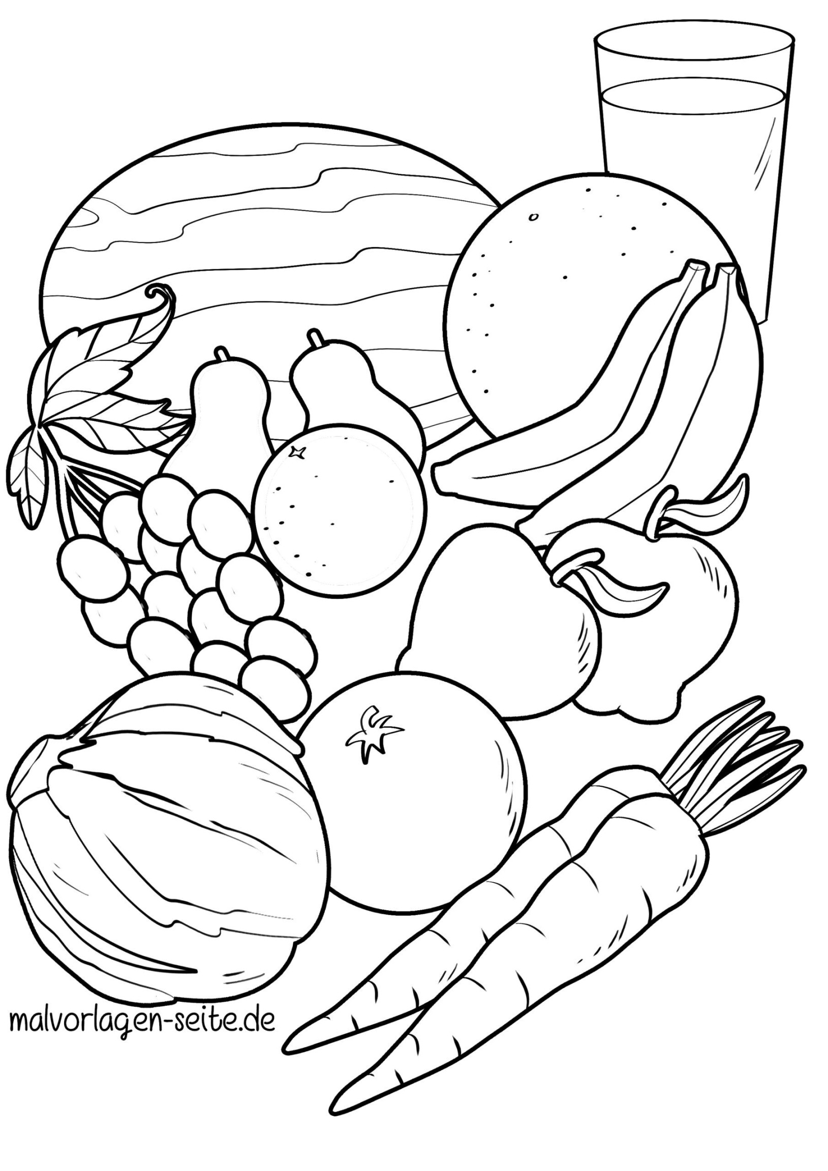 Malvorlage Obst und Gemüse  Ausmalbild kostenlos herunterladen