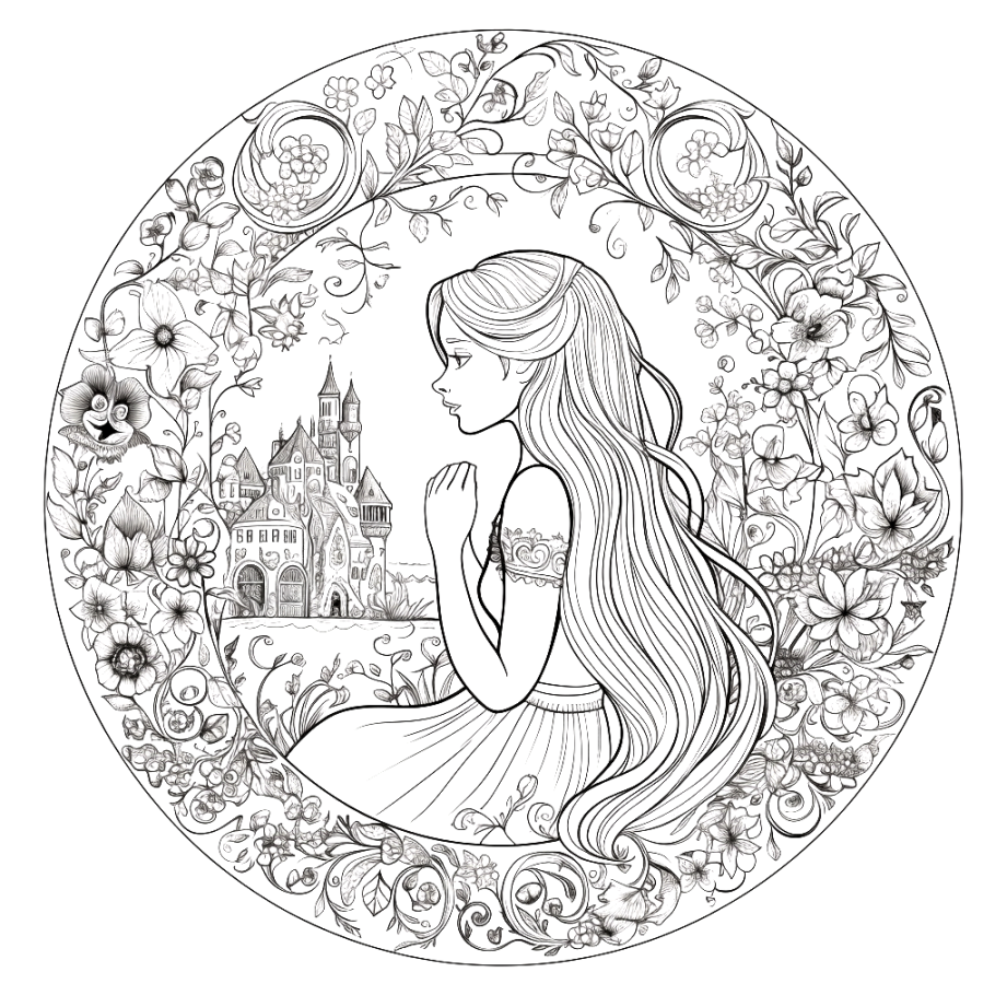 Rapunzel Mandala”– kostenloses Ausmalbild