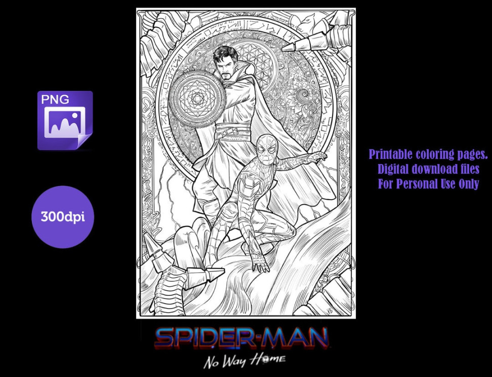 SPIDER-MAN No WAY HOME Malvorlage. Spiderman und Doctor Strange. Digitaler  Download. - Etsy