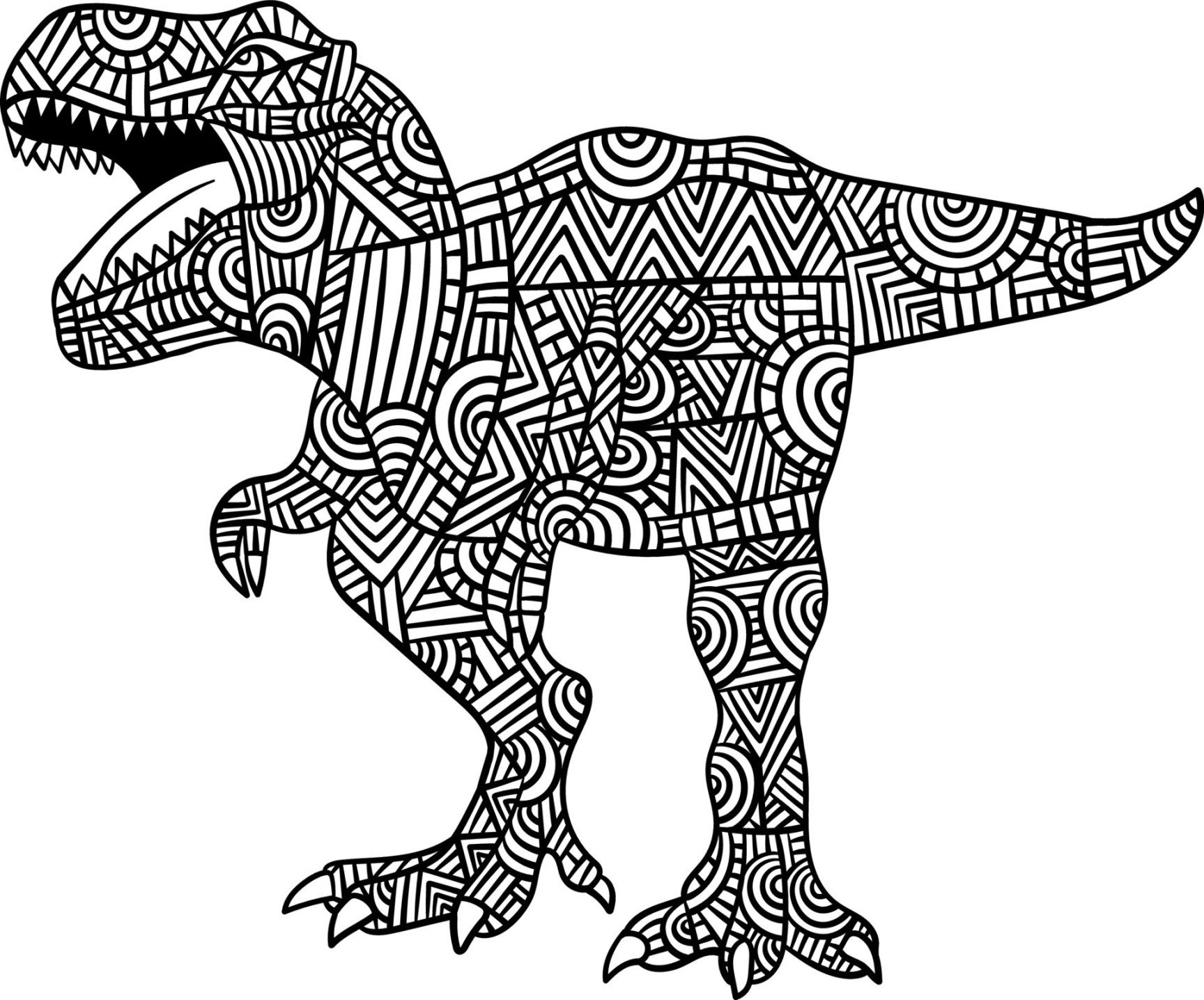 tyrannosaurus rex dinosaurier mandala zum ausmalen  Vektor