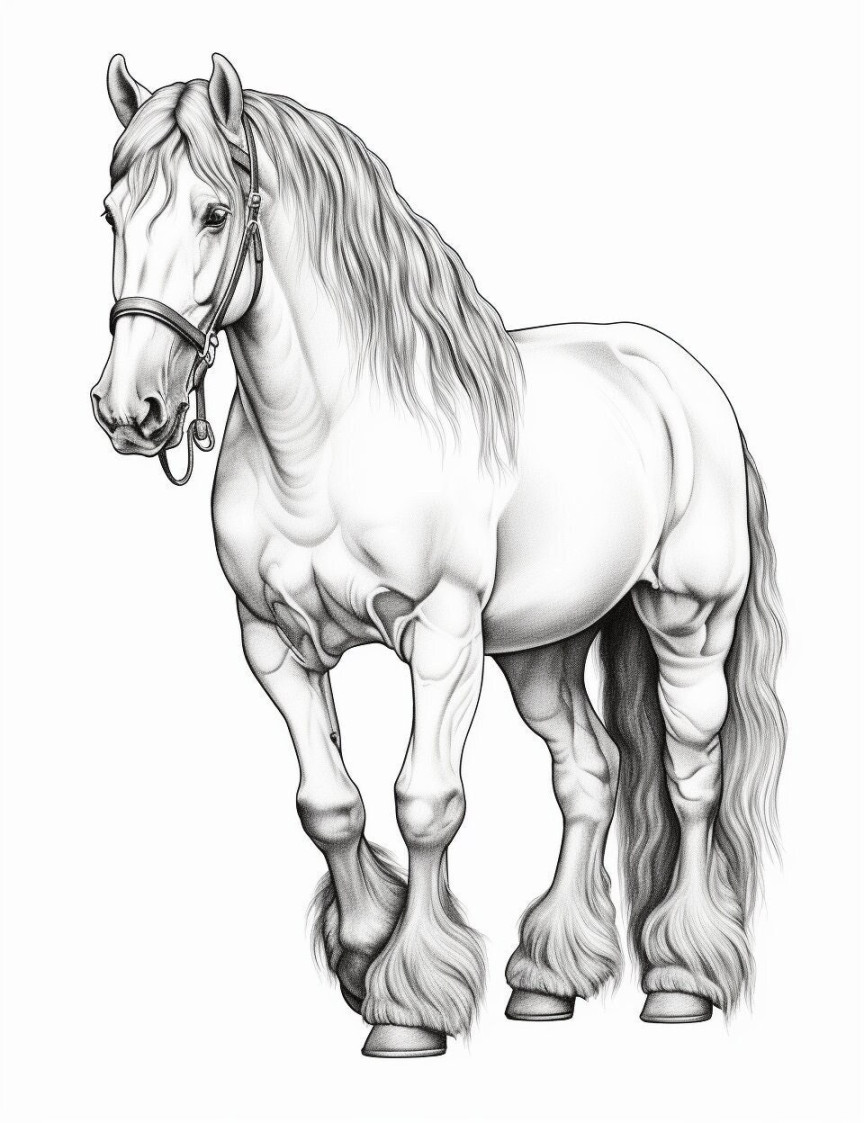 Horse coloring sheet - Etsy